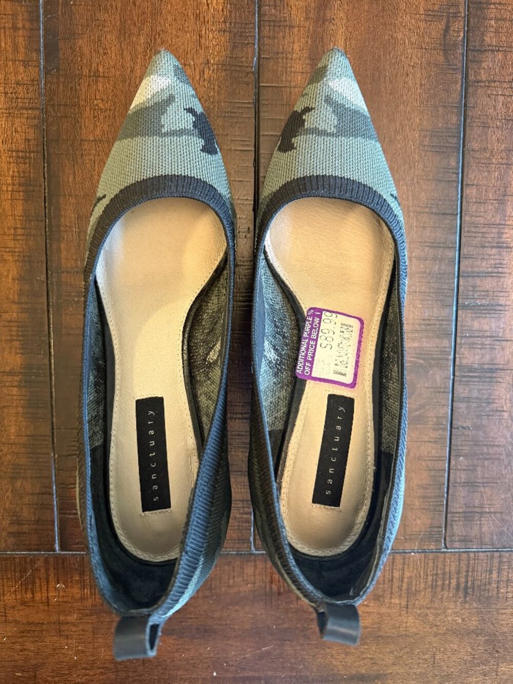 SANCTUARY Kitten Heels Olive Camo, EUC, size 9